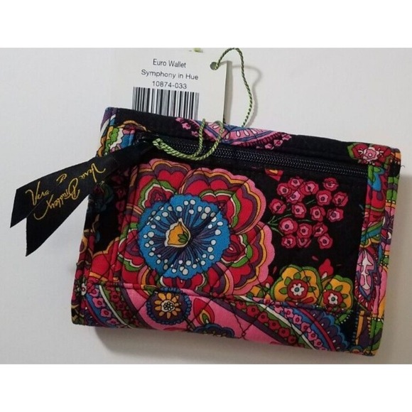 Vera Bradley Euro Wallet Symphony in Hue Tri-fold Style Multicolor Boho NEW - Picture 2 of 5